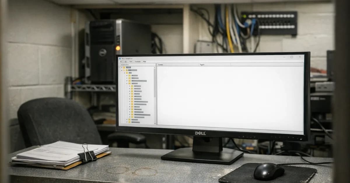 Windows Server registry editor displaying SCHANNEL protocols configuration on a monitor in a small business IT office